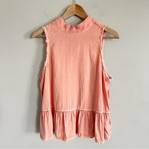 Cloth & Stone • Coral Sleeveless peplum hem tank top